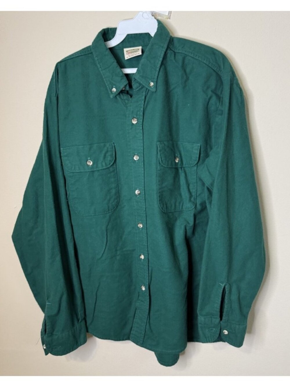 Vintage 90s Five Brother Button Shirt Chamois Cloth Flannel Green